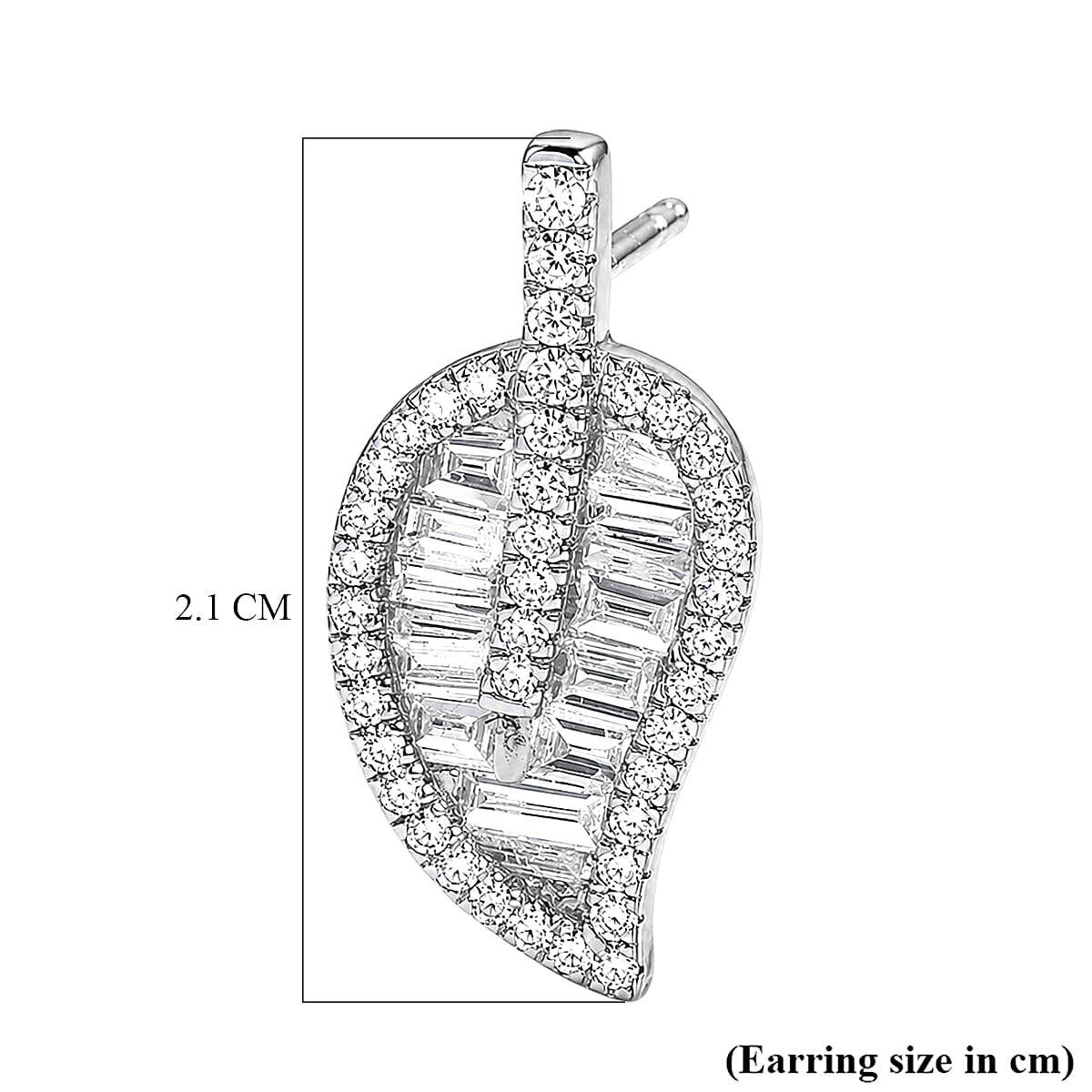 Luxuriant - Lab Grown Diamond (SI-G-H) Leaf Earring with Push Post in Rhodium Overlay Sterling Silver 1.50 Ct.