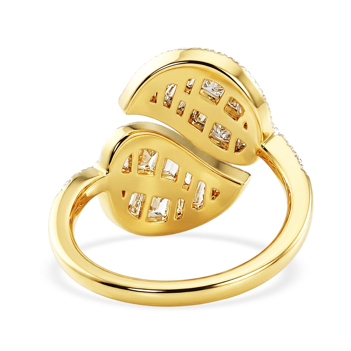 Luxuriant - Lab Grown Diamond (SI-G-H) Leaf Bypass Ring in 18K Vermeil Yellow Gold Plated Sterling Silver 1.50 Ct.