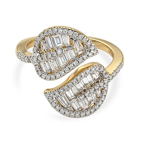 Luxuriant - Lab Grown Diamond (SI-G-H) Leaf Bypass Ring in 18K Vermeil Yellow Gold Plated Sterling Silver 1.50 Ct.