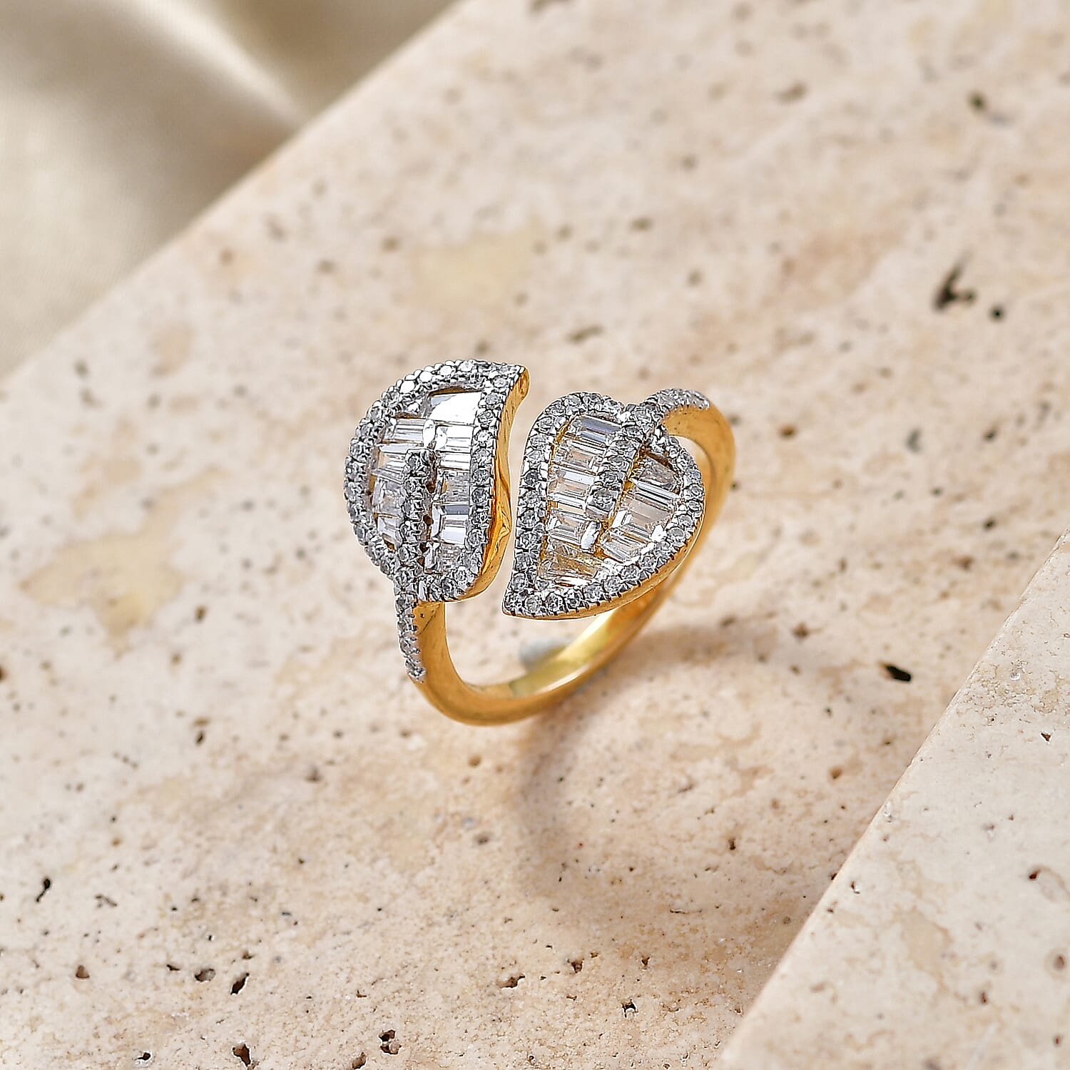 LUXURIANT - Lab Grown Diamond (SI/G-H) Leaf Bypass Ring in Sterling Silver 1.50 Ct.