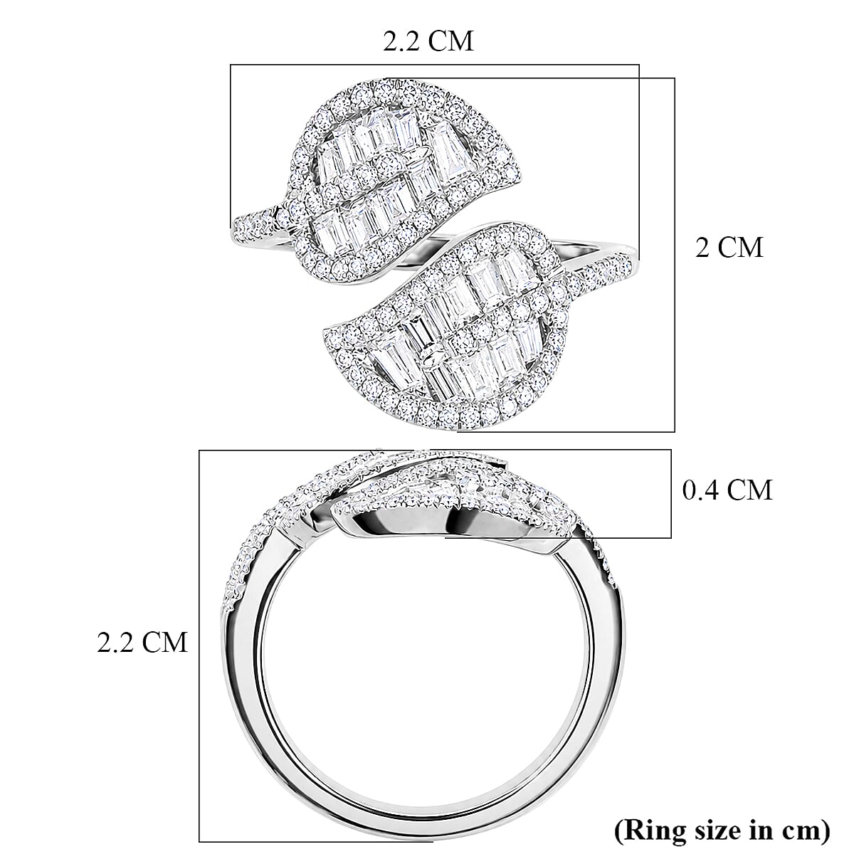 LUXURIANT - Lab Grown Diamond (SI/G-H) Leaf Bypass Ring in Sterling Silver 1.50 Ct.