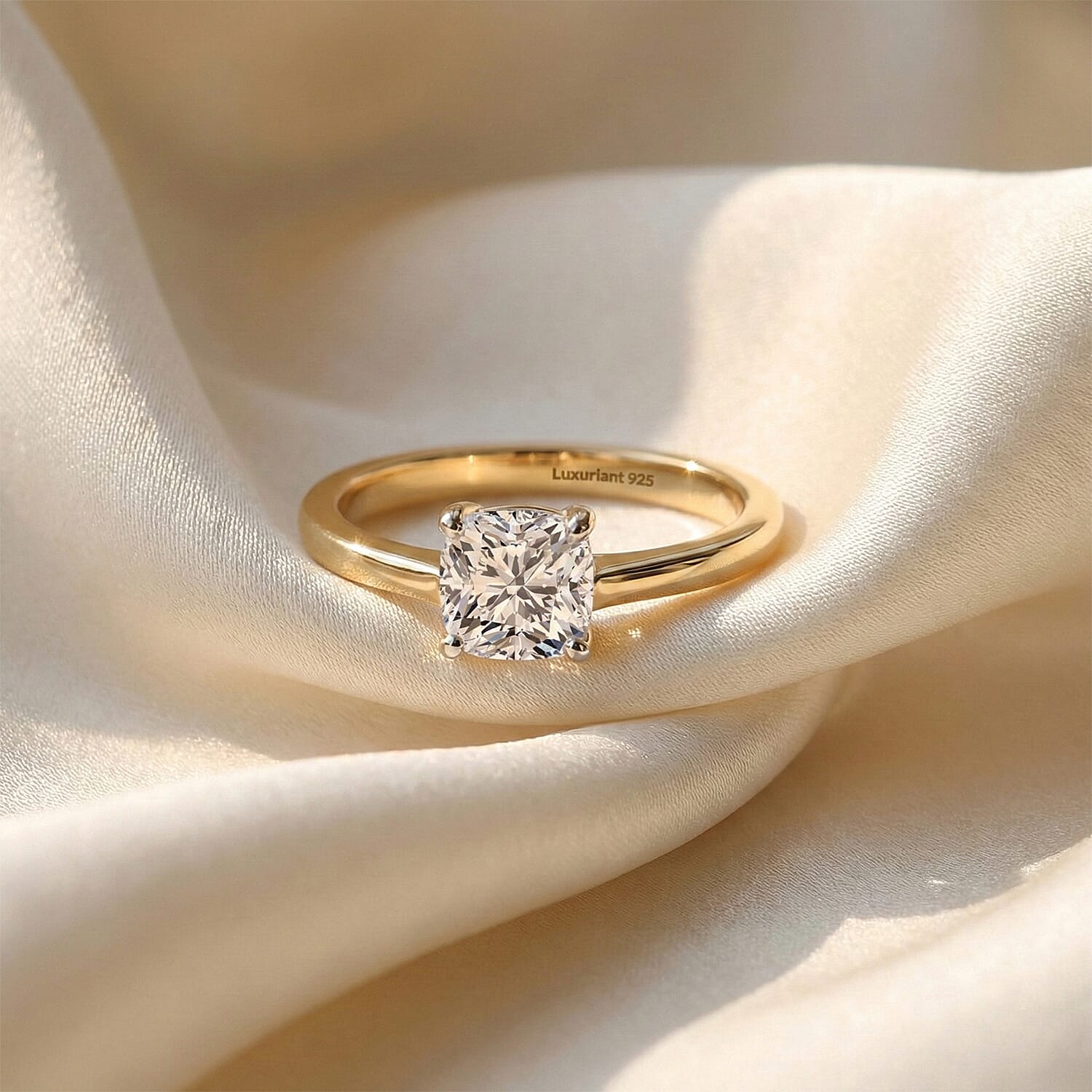 Luxuriant - Lab Grown Diamond (SI-G-H) Solitaire Ring in 18K Vermeil Yellow Gold Plated Sterling Silver 1.00 Ct.