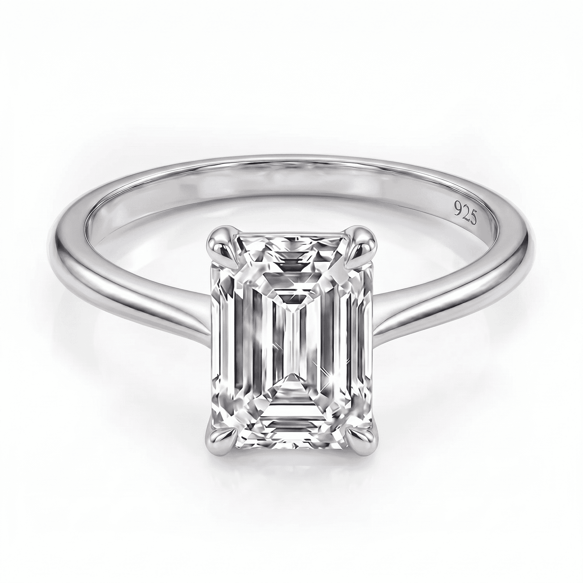 Luxuriant - Emerald Cut Lab Grown Diamond (SI-G-H) Solitaire Ring in Rhodium Overlay Sterling Silver 1.00 Ct.