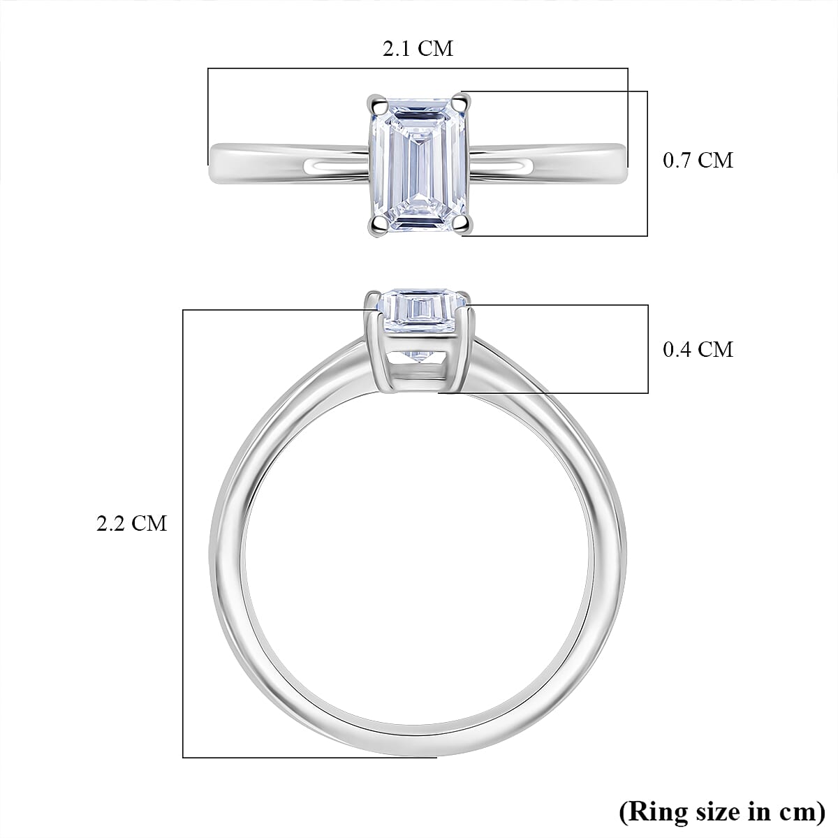 Luxuriant - Emerald Cut Lab Grown Diamond (SI-G-H) Solitaire Ring in Rhodium Overlay Sterling Silver 1.00 Ct.