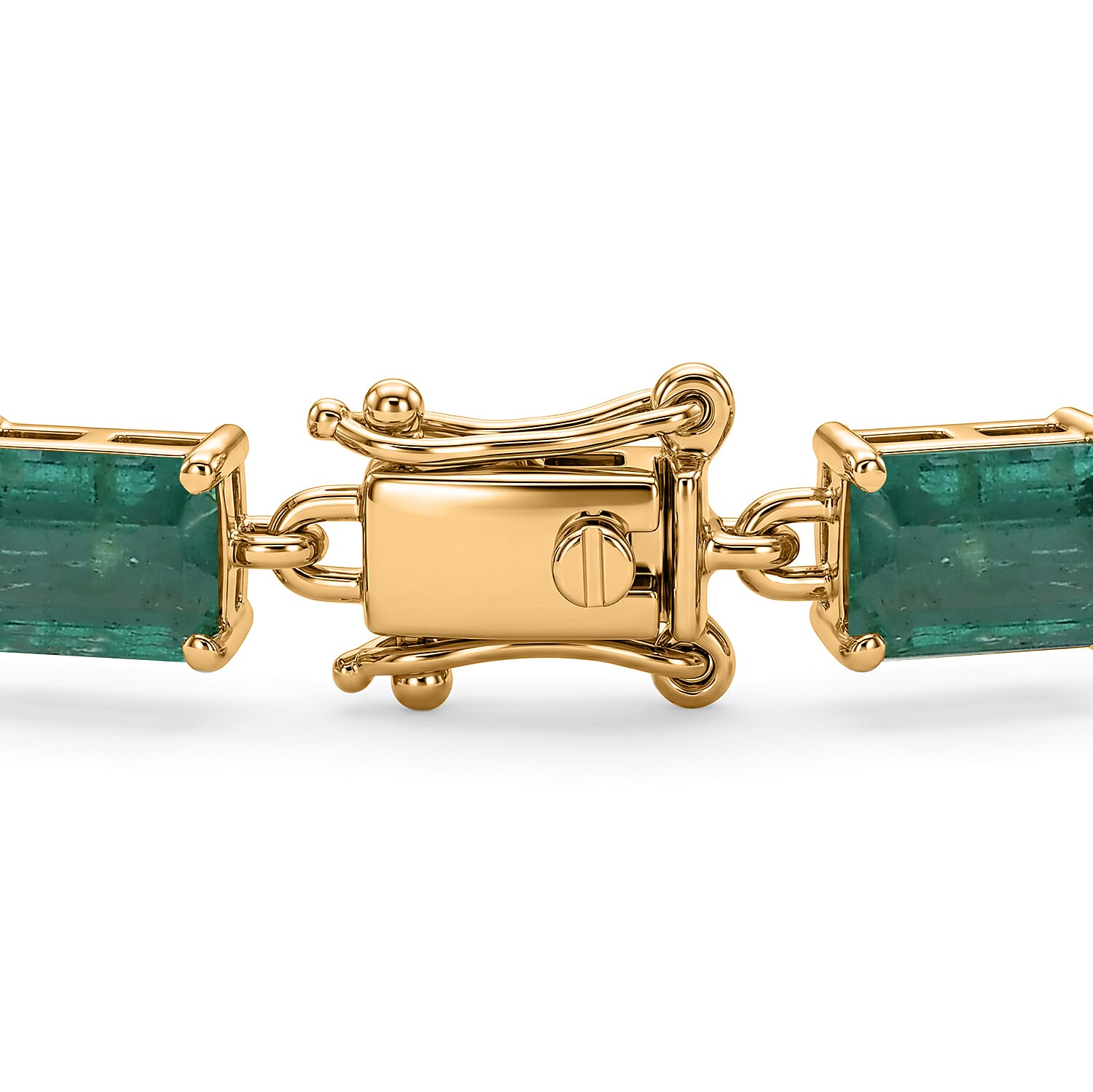 THE IMPERIAL TREASURE - 9K Yellow Gold AAA Gemfields Zambian Emerald Tennis Bracelet (Size - 7.5) with  12.00 Ct, Gold Wt. 3.25 Gms (LIMITED STOCK)