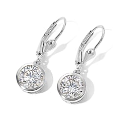 Royal Bali Collection - D'Joy Moissanite Solitaire Lever Back Earring in 18K Vermeil Yellow Gold Plated Sterling Silver 3.00 Ct.