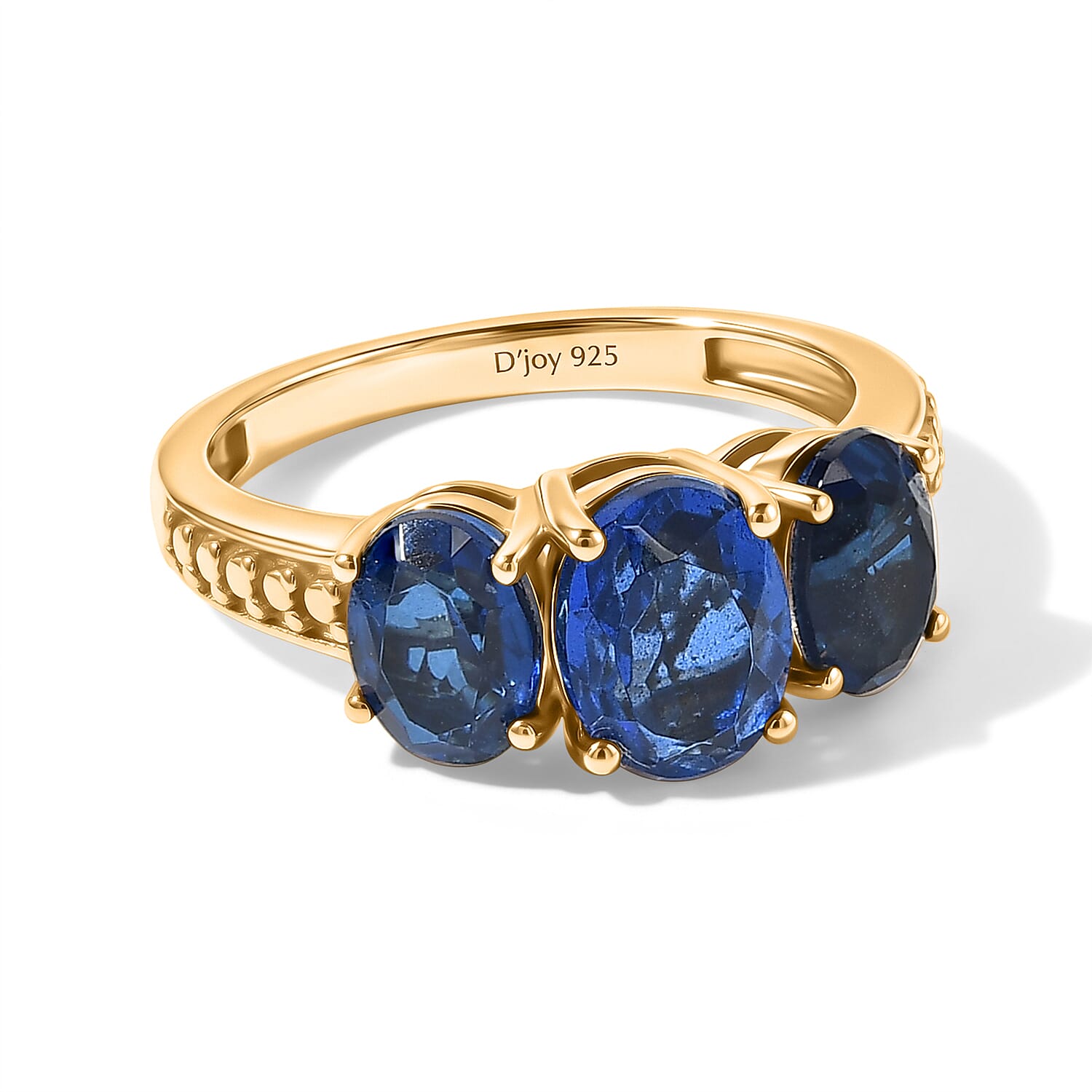 D'Joy - Ceylon Color Quartz Ring in Yellow Gold Plated Sterling Silver 3.14 Ct.