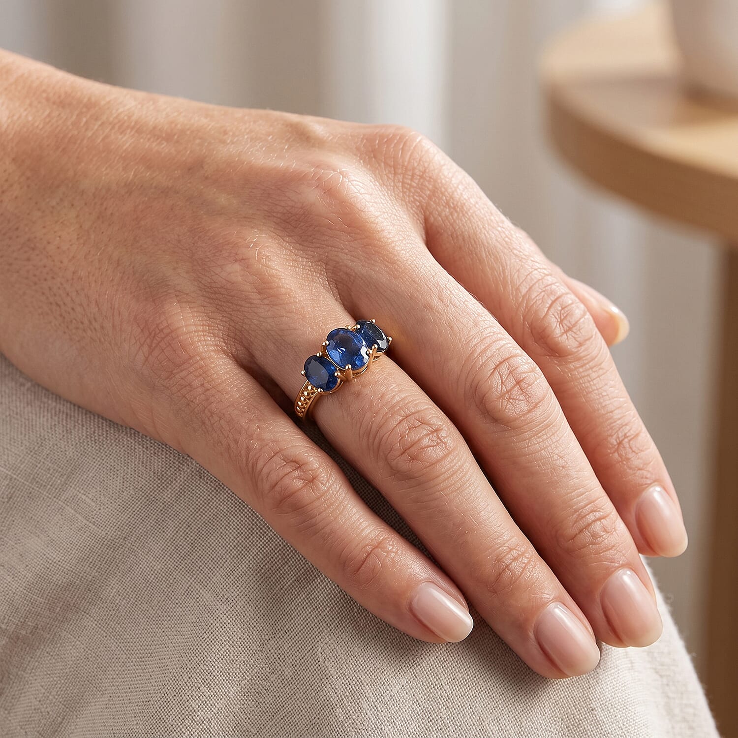 D'Joy - Ceylon Color Quartz Ring in Yellow Gold Plated Sterling Silver 3.14 Ct.