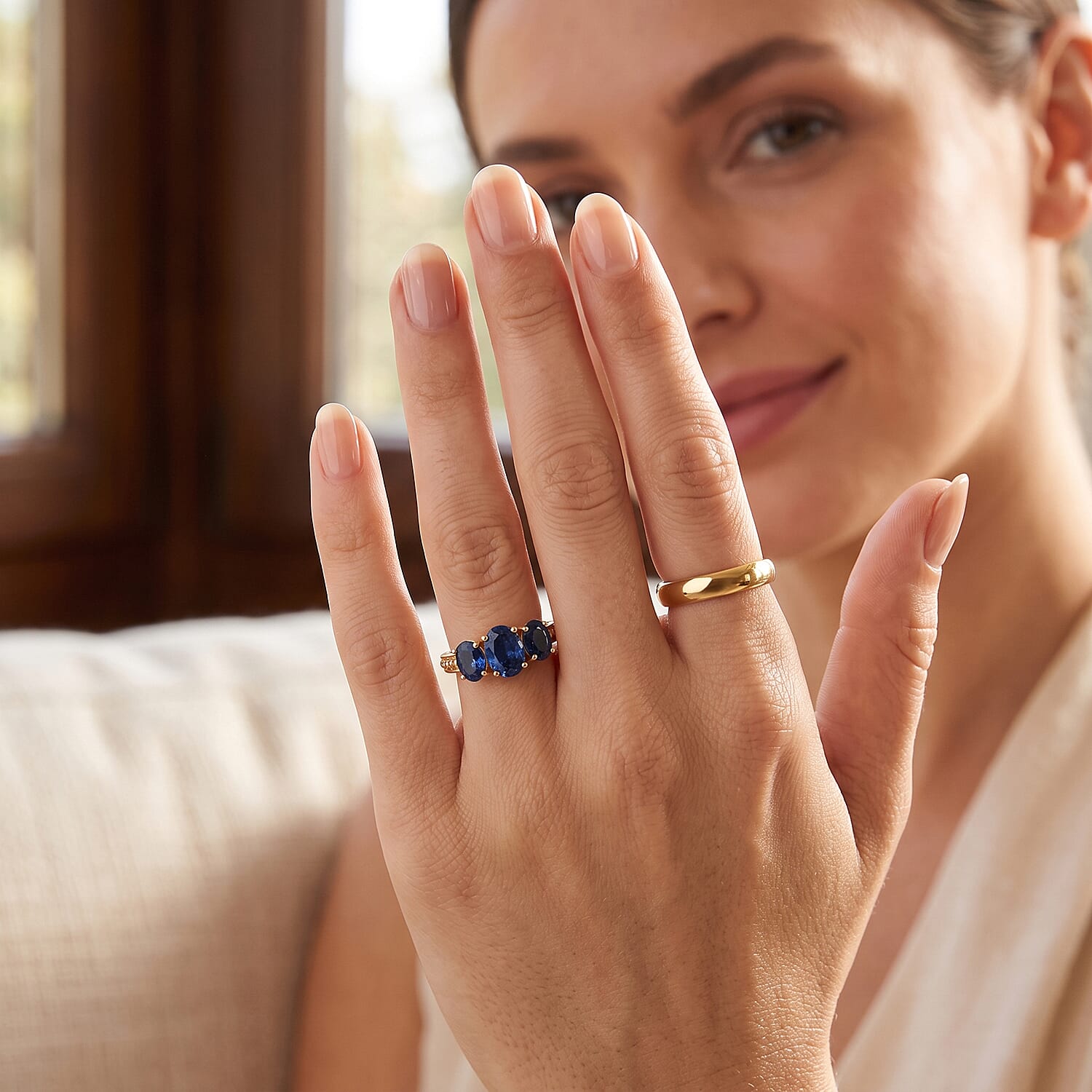 D'Joy - Ceylon Color Quartz Ring in Yellow Gold Plated Sterling Silver 3.14 Ct.
