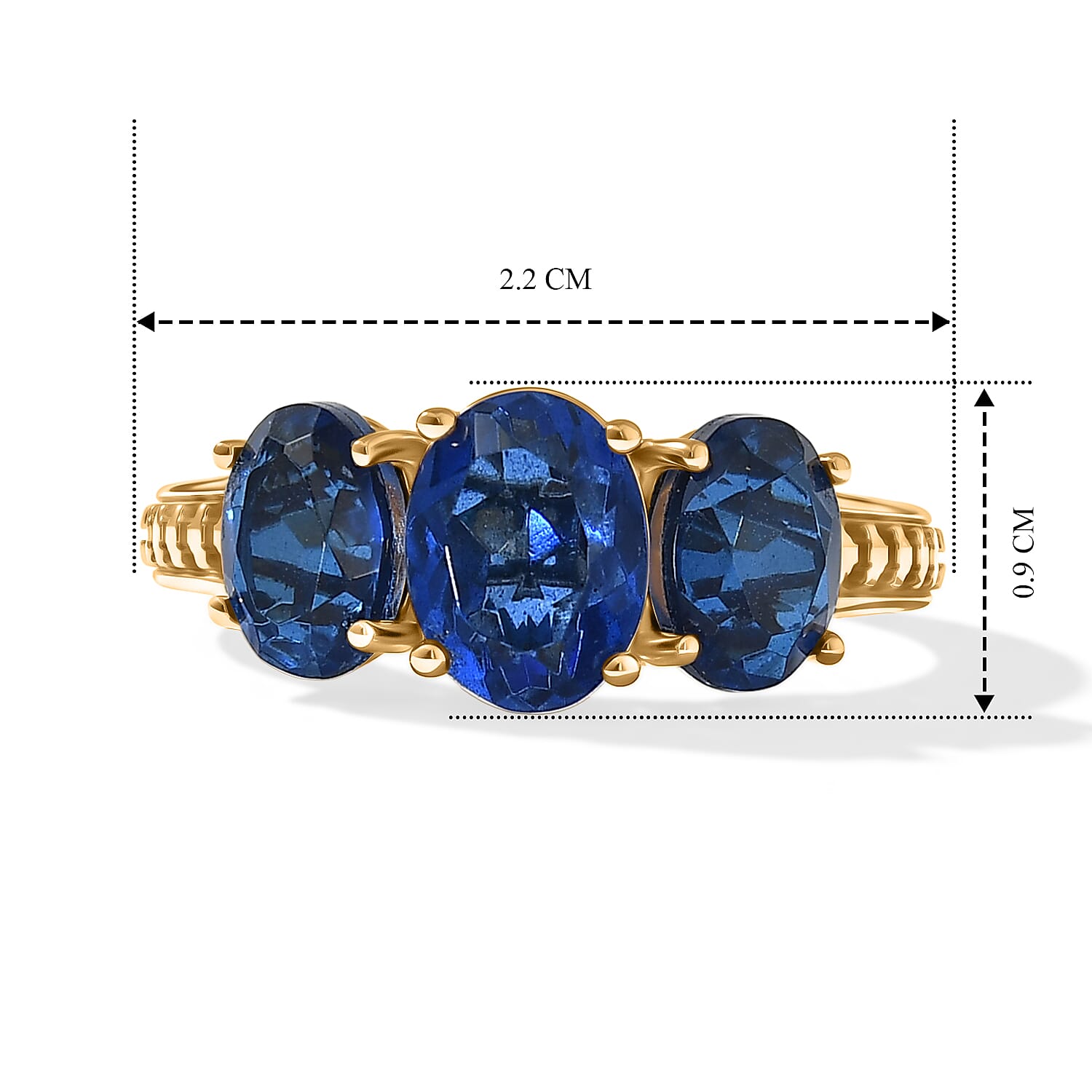 D'Joy - Ceylon Color Quartz Ring in Yellow Gold Plated Sterling Silver 3.14 Ct.
