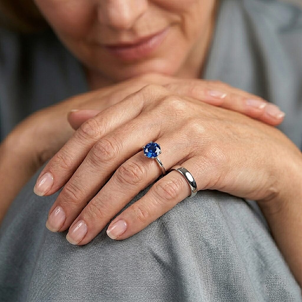 Ceylon Color Quartz Solitaire Ring in Platinum Overlay Sterling Silver 2.30 Ct.