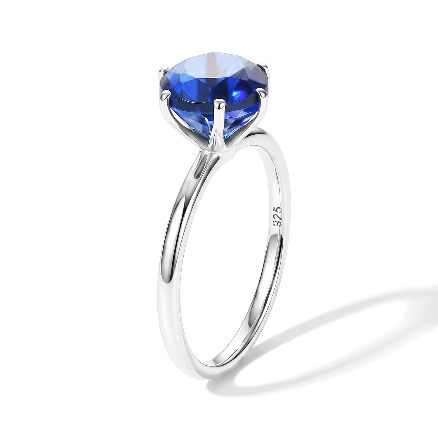 Ceylon Color Quartz Solitaire Ring in Platinum Overlay Sterling Silver 2.30 Ct.