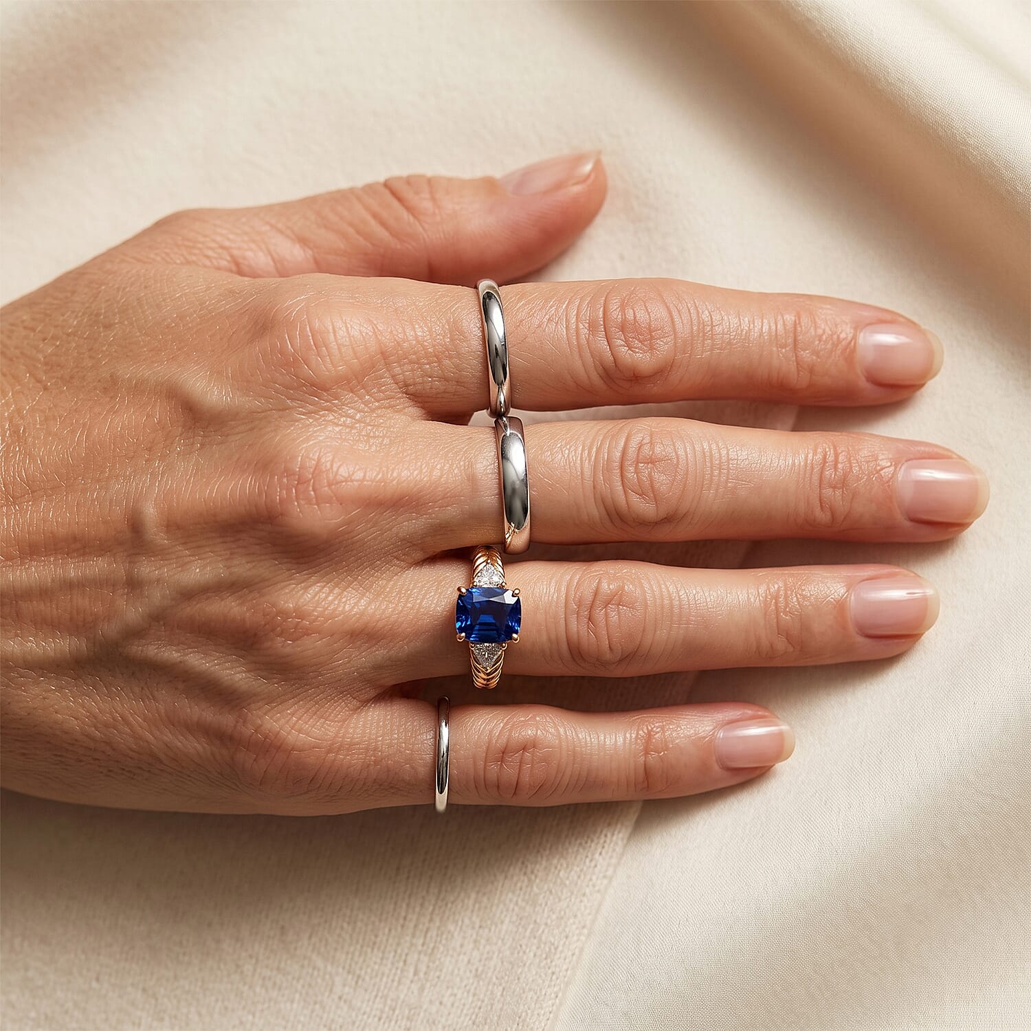 D'Joy - Ceylon Color Quartz & White Topaz Ring in Yellow Gold Plated Sterling Silver 3.50 Ct.