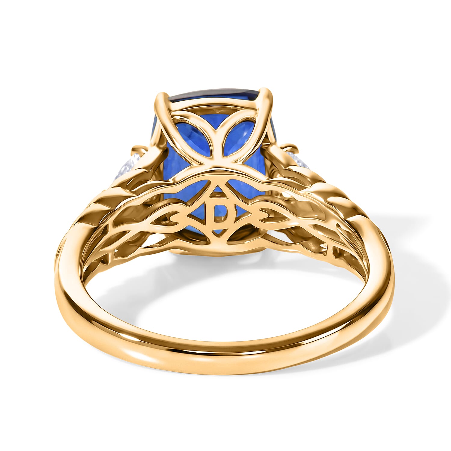 D'Joy - Ceylon Color Quartz & White Topaz Ring in Yellow Gold Plated Sterling Silver 3.50 Ct.