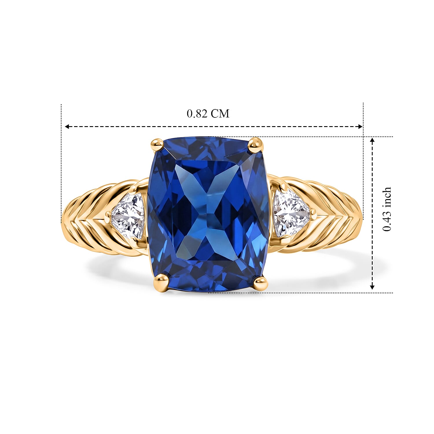 D'Joy - Ceylon Color Quartz & White Topaz Ring in Yellow Gold Plated Sterling Silver 3.50 Ct.
