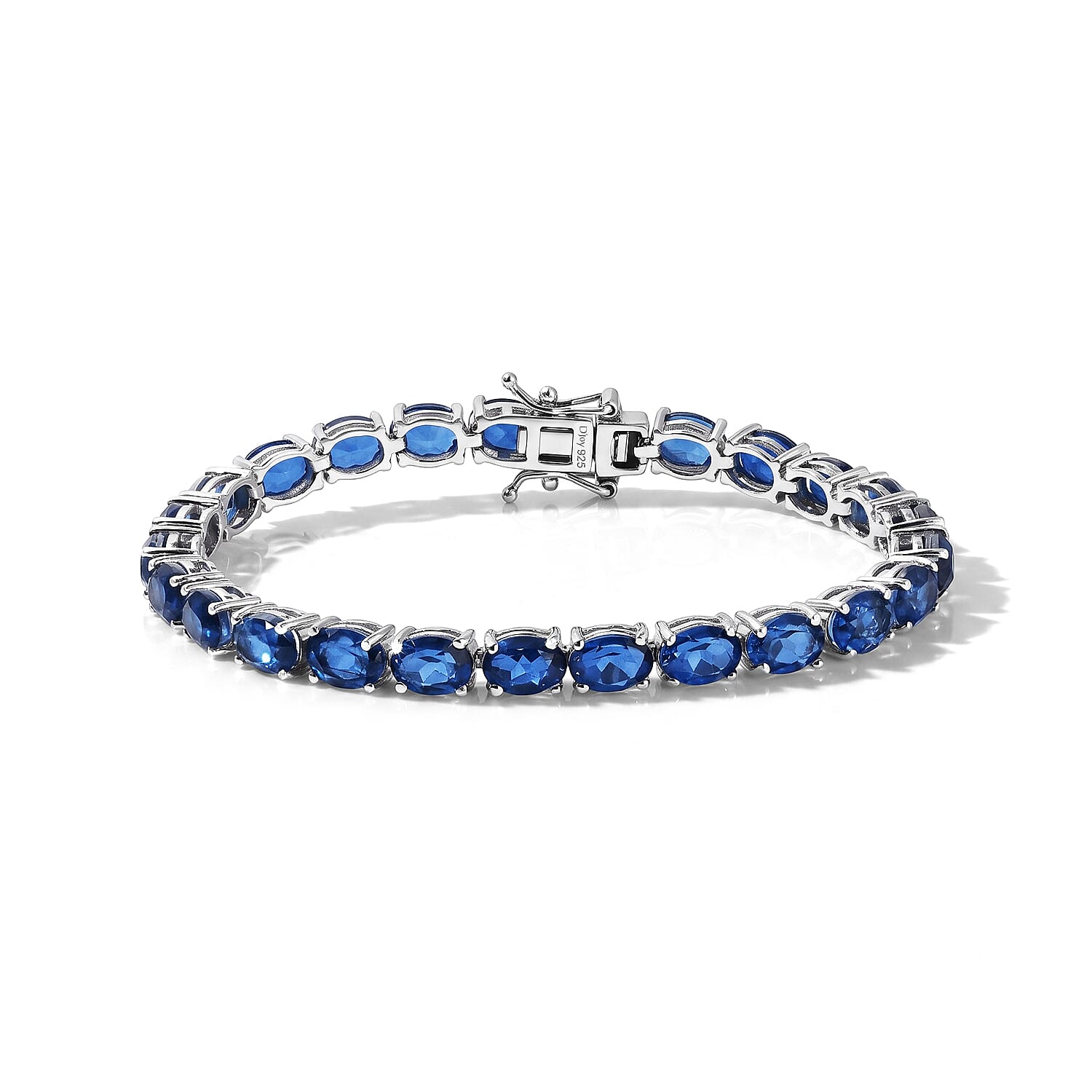 D'Joy - Ceylon Color Quartz Bracelet (Size - 7) with GB Lock Box in Rhodium Overlay Sterling Silver 21.95 Ct, Silver Wt. 11.80 Gms
