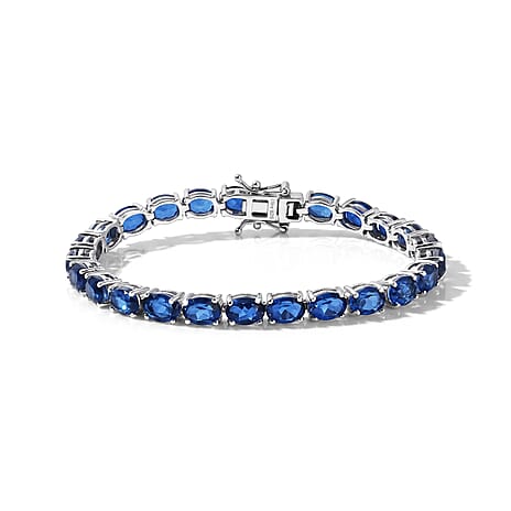 D'Joy - Ceylon Color Quartz Bracelet (Size - 7) with GB Lock Box in Rhodium Overlay Sterling Silver 21.95 Ct, Silver Wt. 11.80 Gms