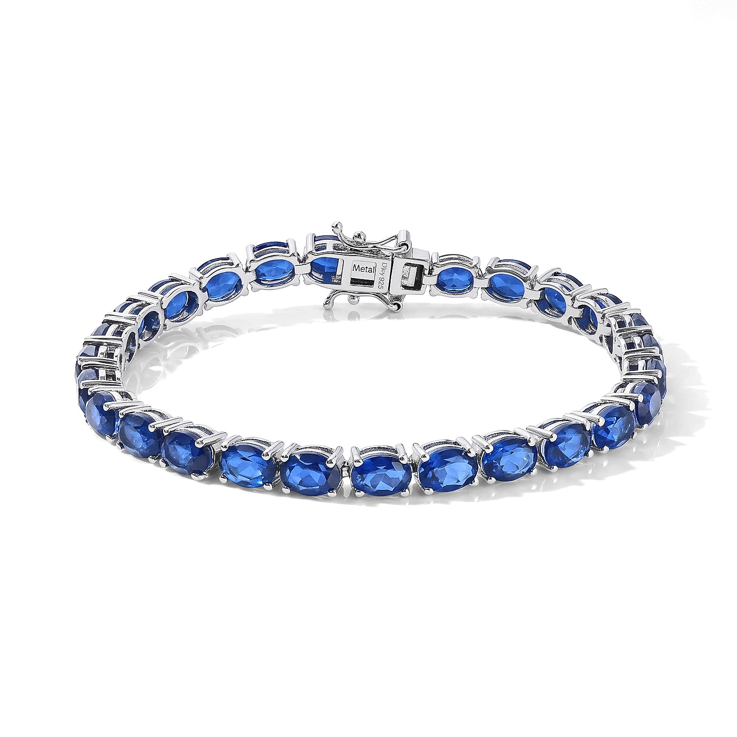 D'Joy - Ceylon Color Quartz Bracelet (Size - 7.5) with GB Lock Box in Rhodium Overlay Sterling Silver 23.76 Ct, Silver Wt. 12.80 Gms