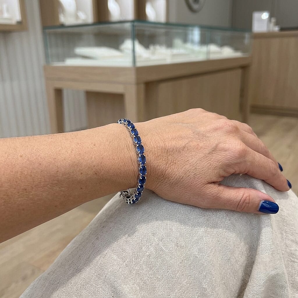D'Joy - Ceylon Color Quartz Bracelet (Size - 7.5) with GB Lock Box in Rhodium Overlay Sterling Silver 23.76 Ct, Silver Wt. 12.80 Gms