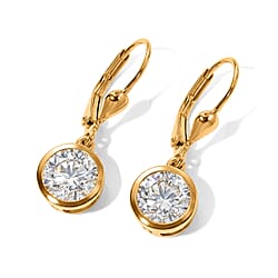 Royal Bali Collection - D'Joy Moissanite Solitaire Lever Back Earring in 18K Vermeil Yellow Gold Plated Sterling Silver 3.00 Ct.