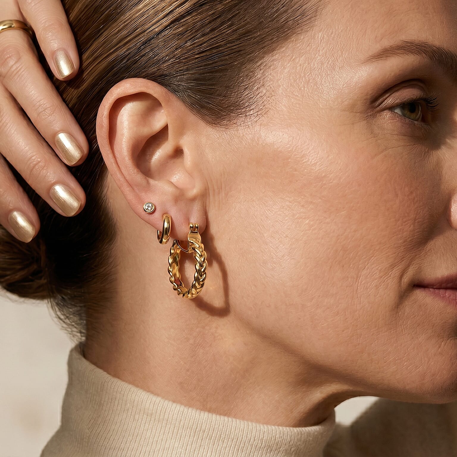 EverTrue Bronzella Collection - Full Hoop Earring with Clasp Back in 18K Gold Plating