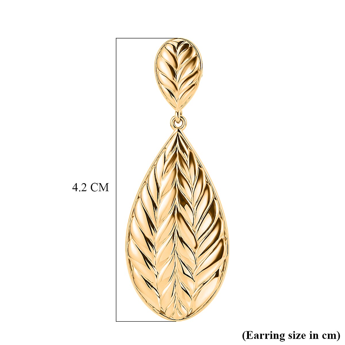 EverTrue Bronzella Collection - Filigree Leaf Drop Earring with Push Post in 18K Gold Plating