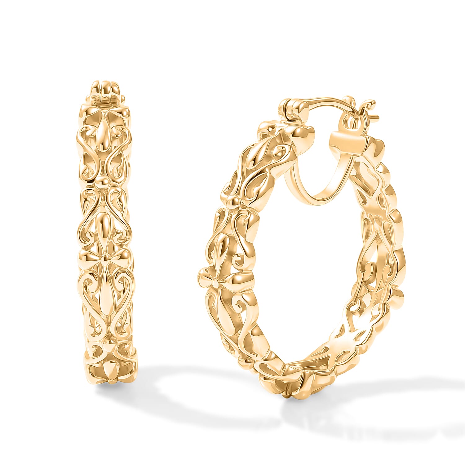 EverTrue Bronzella Collection - Full Hoop Earring with Clasp Back in 18K Gold Plating