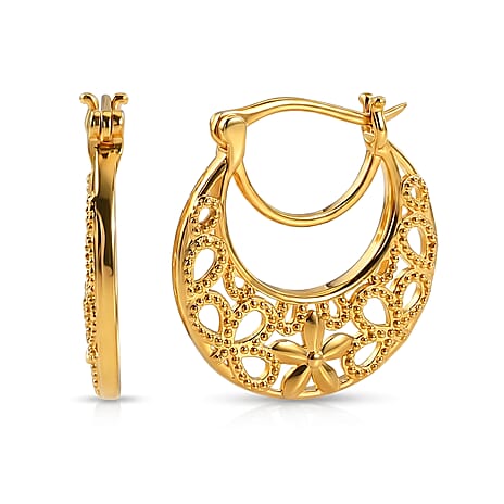 EverTrue Bronzella Collection - Filigree Hoop Earring with Clasp in 18K Gold Plating