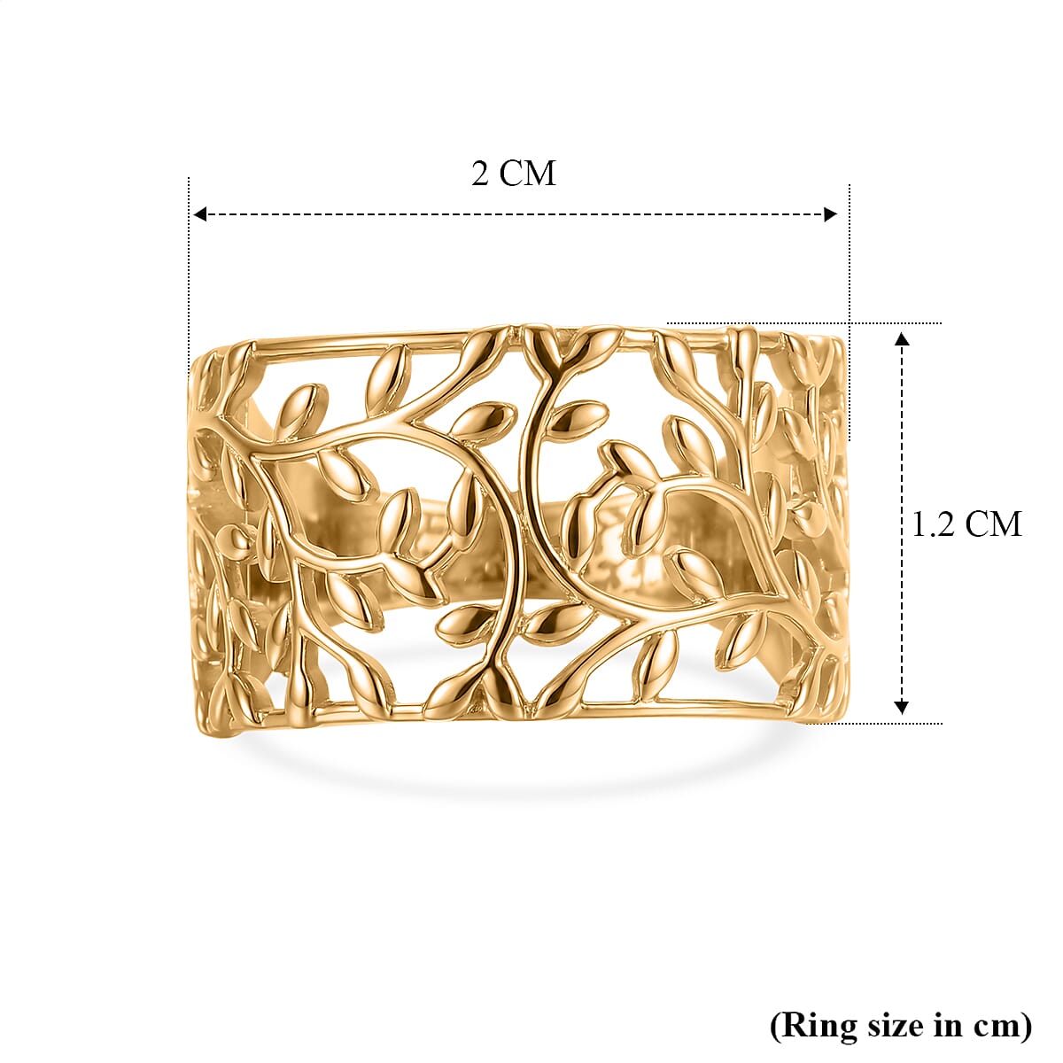 EverTrue Bronzella Collection - Leaf Vine Filigree Ring in 18K Gold Plating