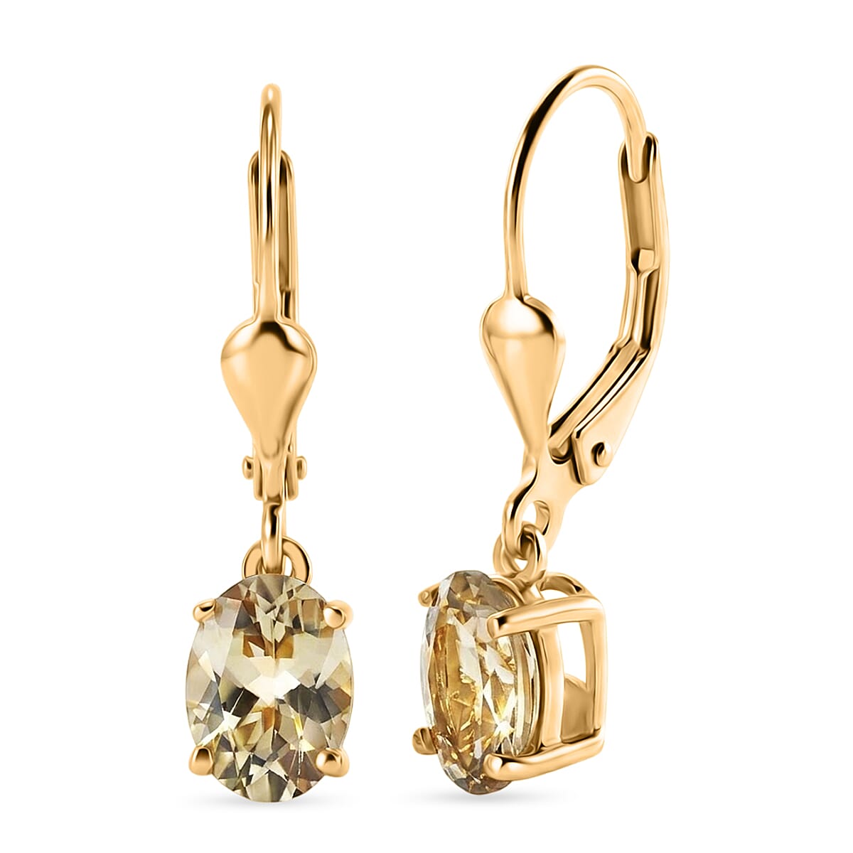 Live From Vegas - Royal Bali Collection - D'Joy Turkizite Solitaire Earring with Lever Back in 18K Vermeil Yellow Gold Plated Sterling Silver 2.26 Ct.