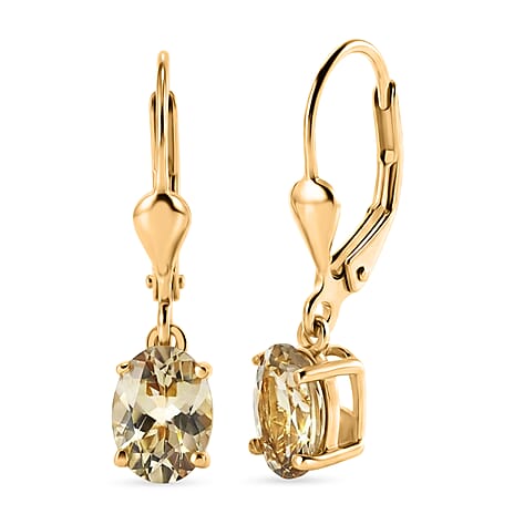 Live From Vegas - Royal Bali Collection - D'Joy Turkizite Solitaire Earring with Lever Back in 18K Vermeil Yellow Gold Plated Sterling Silver 2.26 Ct.