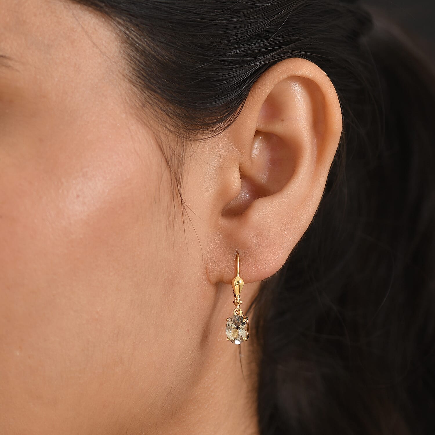 Live From Vegas - Royal Bali Collection - D'Joy Turkizite Solitaire Earring with Lever Back in 18K Vermeil Yellow Gold Plated Sterling Silver 2.26 Ct.