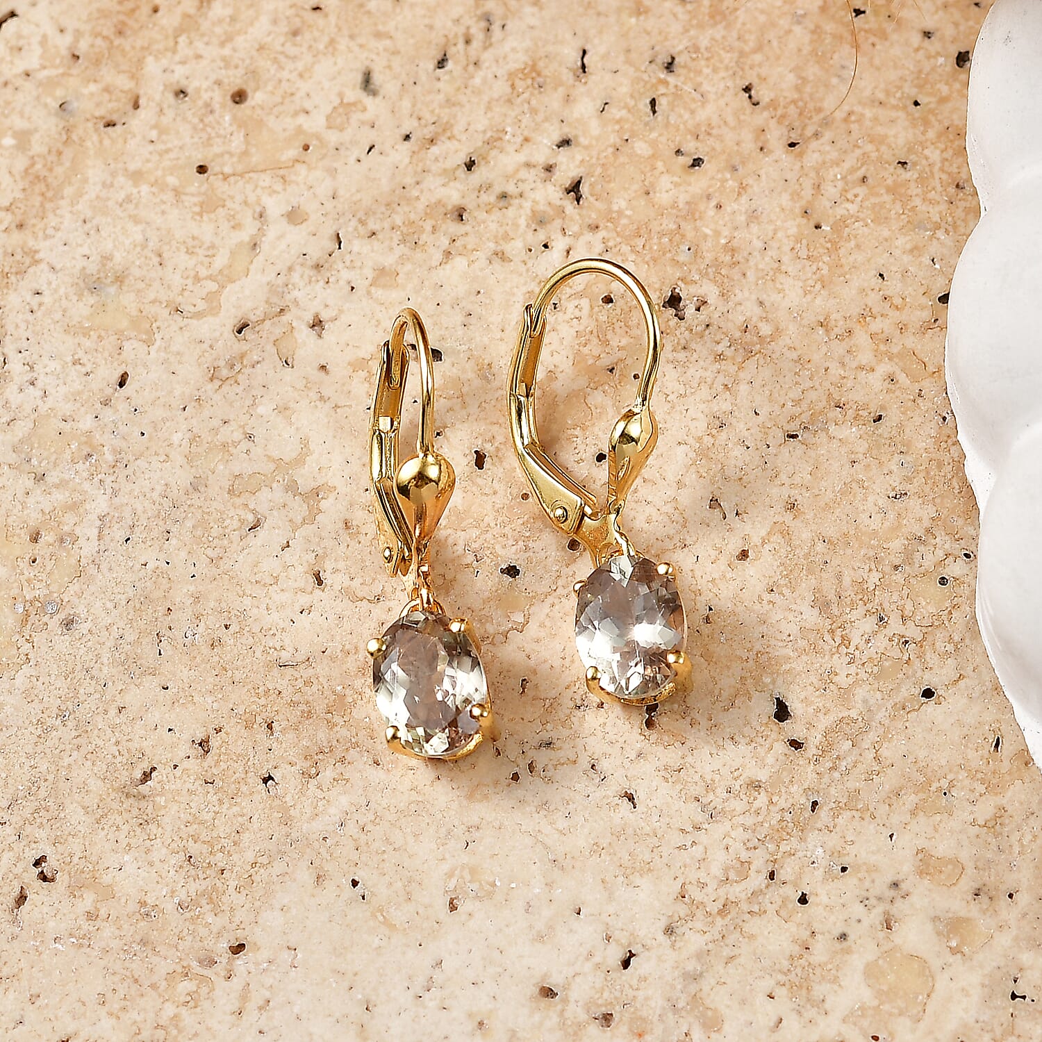 Live From Vegas - Royal Bali Collection - D'Joy Turkizite Solitaire Earring with Lever Back in 18K Vermeil Yellow Gold Plated Sterling Silver 2.26 Ct.