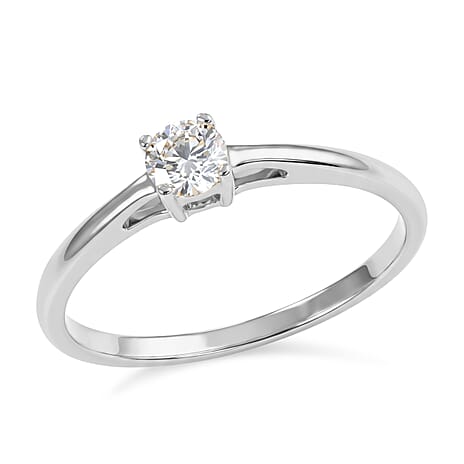 Luxuriant - Lab Grown Diamond Solitaire Ring in Rhodium Overlay Sterling Silver 0.25 Ct.