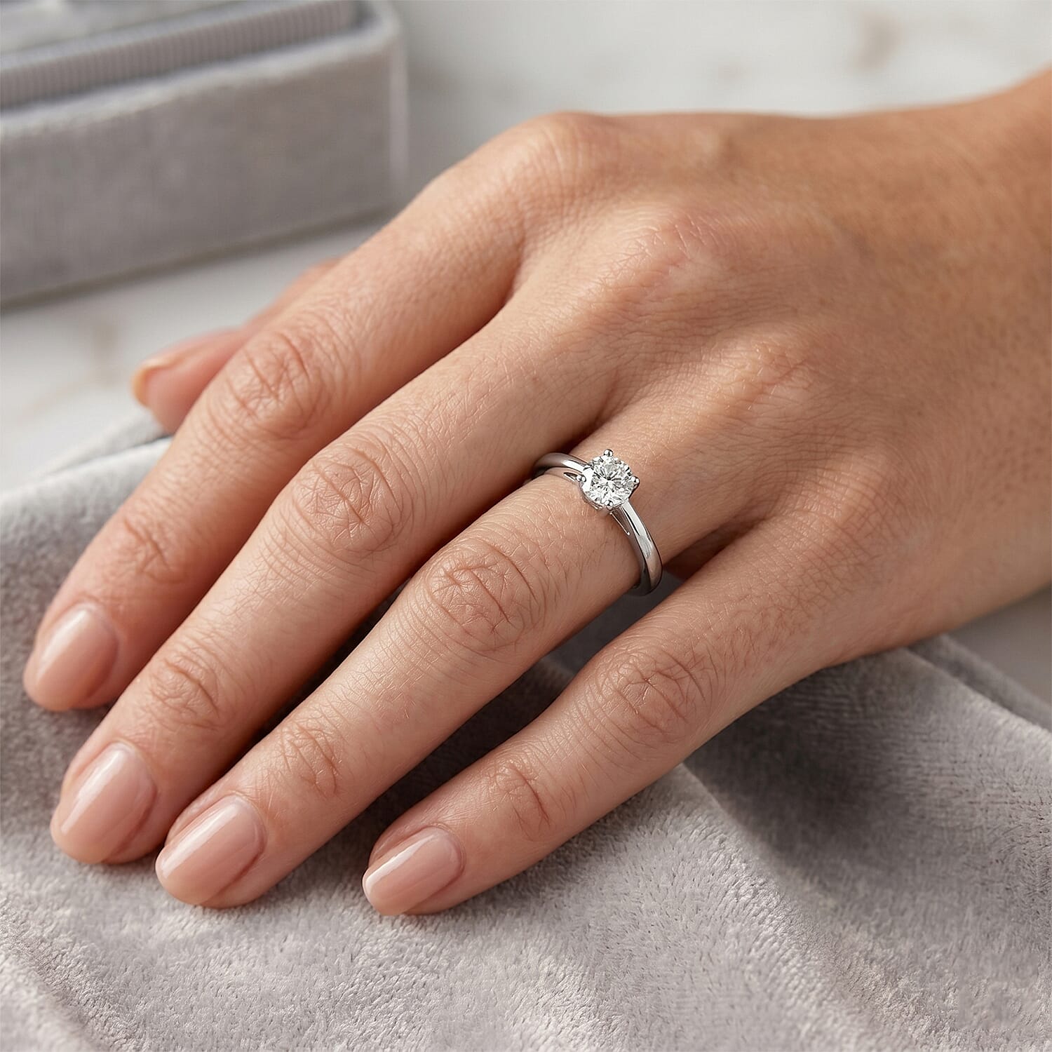 Luxuriant - Lab Grown Diamond Solitaire Ring in Rhodium Overlay Sterling Silver 0.25 Ct.
