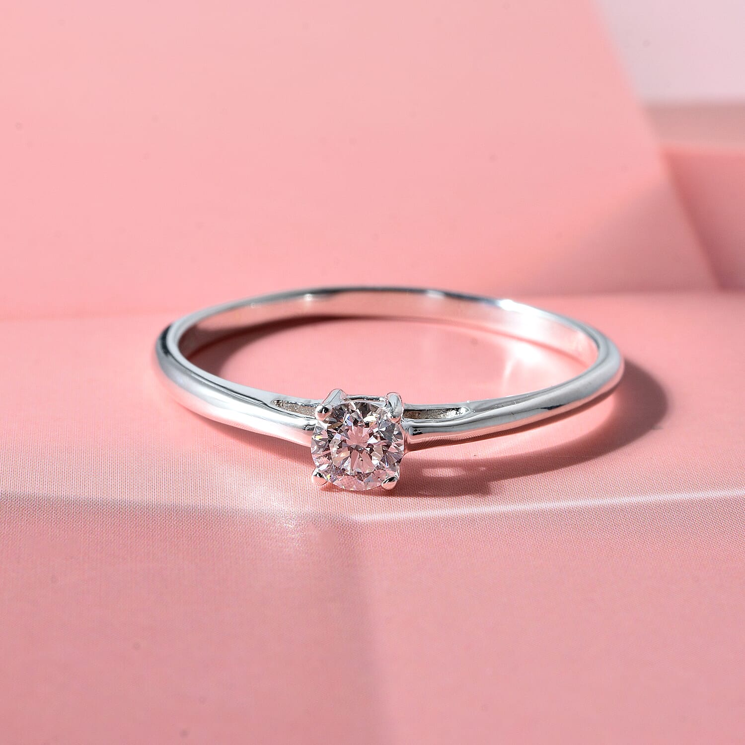 Luxuriant - Lab Grown Diamond Solitaire Ring in Rhodium Overlay Sterling Silver 0.25 Ct.