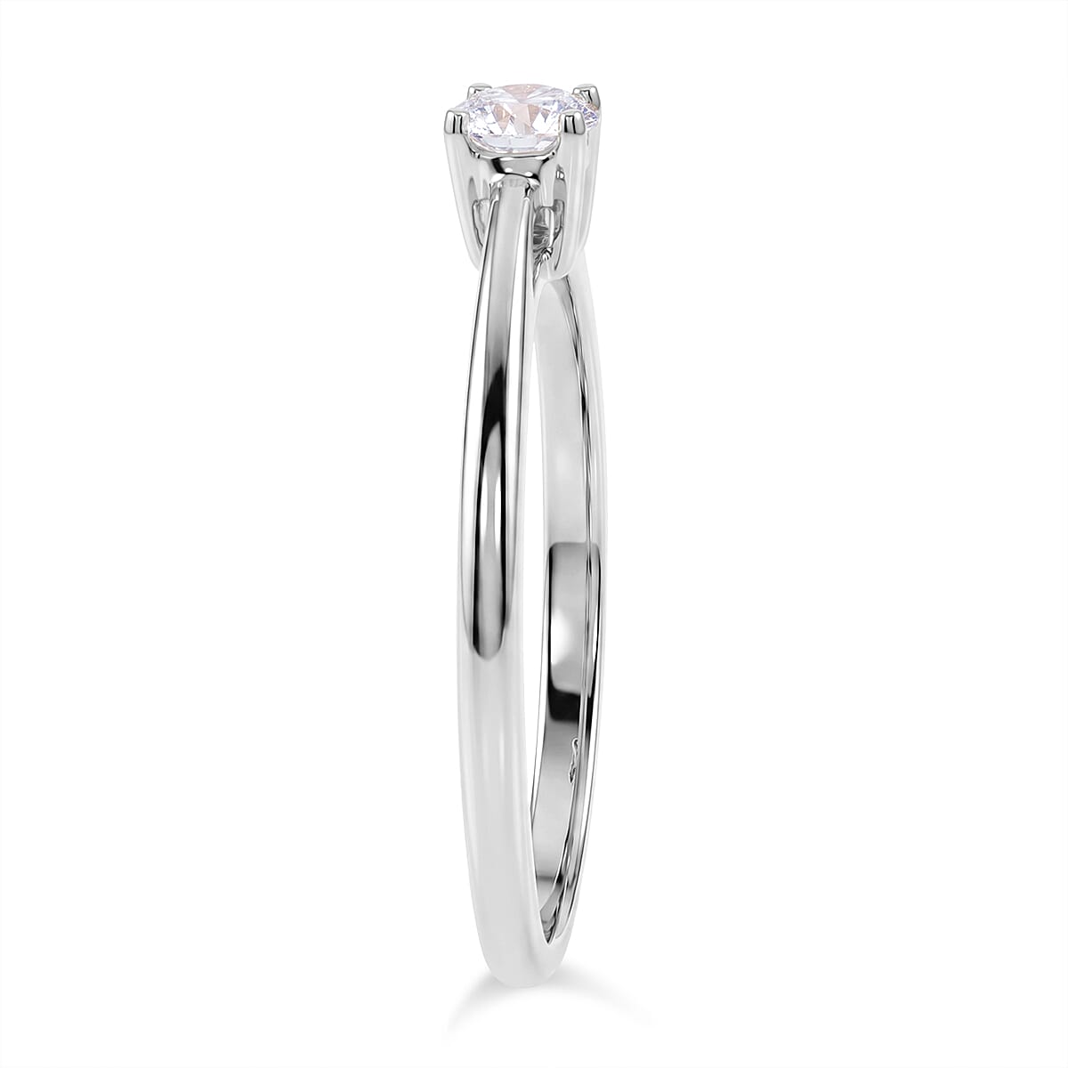 Luxuriant - Lab Grown Diamond Solitaire Ring in Rhodium Overlay Sterling Silver 0.25 Ct.