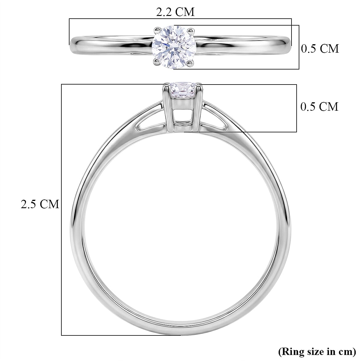Luxuriant - Lab Grown Diamond Solitaire Ring in Rhodium Overlay Sterling Silver 0.25 Ct.