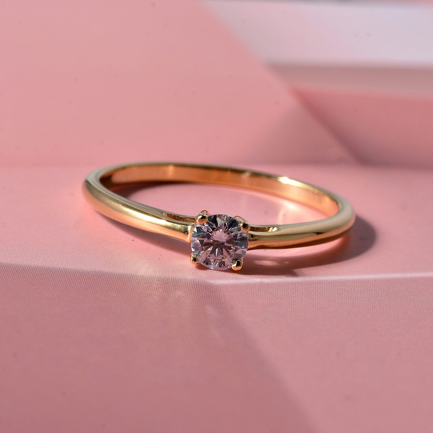 Luxuriant - Lab Grown Diamond (SI-G-H) Solitaire Band Ring in 18K Vermeil Yellow Gold Plated Sterling Silver 0.25 Ct.