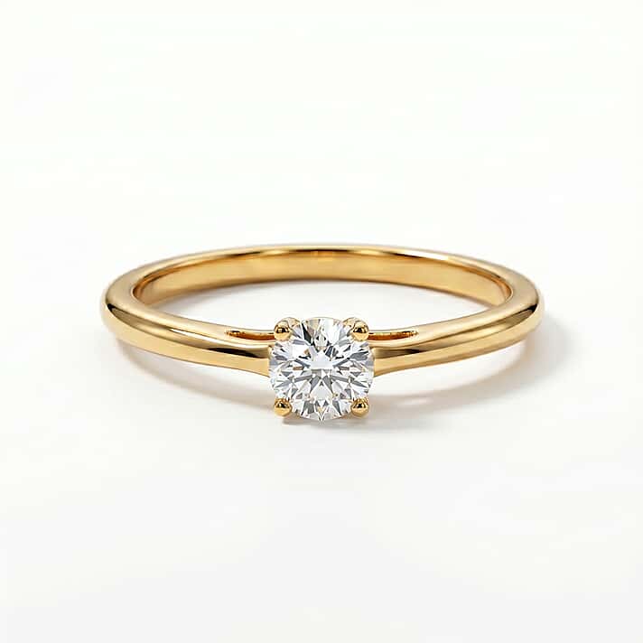Luxuriant - Lab Grown Diamond (SI-G-H) Solitaire Band Ring in 18K Vermeil Yellow Gold Plated Sterling Silver