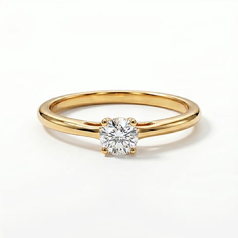Luxuriant - Lab Grown Diamond (SI-G-H) Solitaire Band Ring in 18K Vermeil Yellow Gold Plated Sterling Silver 0.25 Ct.