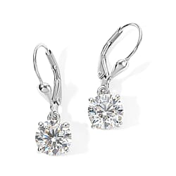 Royal Bali Collection - D'Joy Moissanite Solitaire Lever Back Earring in 18K Vermeil Yellow Gold Plated Sterling Silver 3.00 Ct.