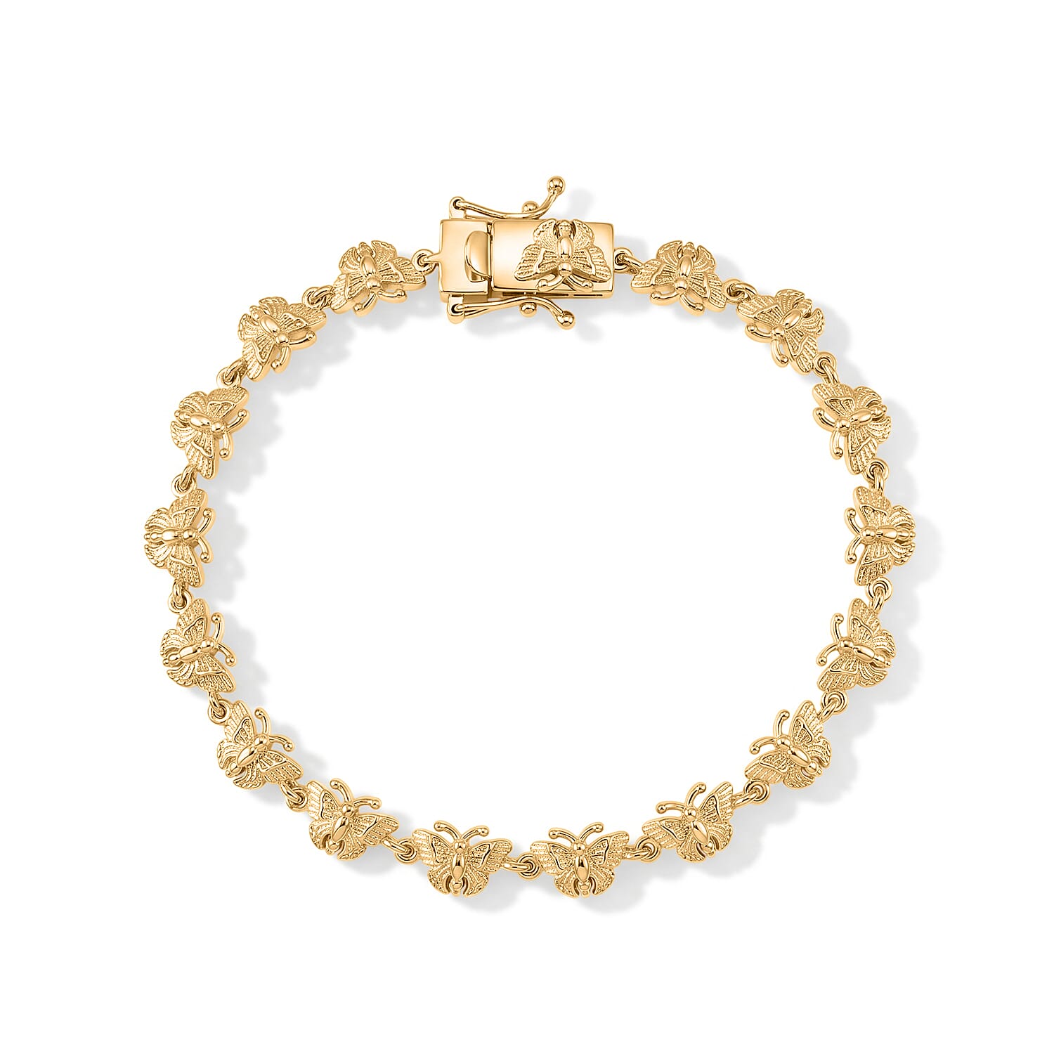 EverTrue Bronzella Collection - Butterfly Bracelet (Size - 7.5) with GB Lock Box in Yellow Gold Tone