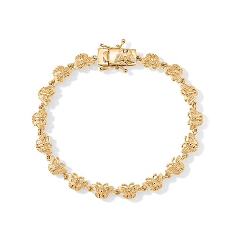 EverTrue Bronzella Collection - Butterfly Bracelet (Size - 7.5) with GB Lock Box in Yellow Gold Tone
