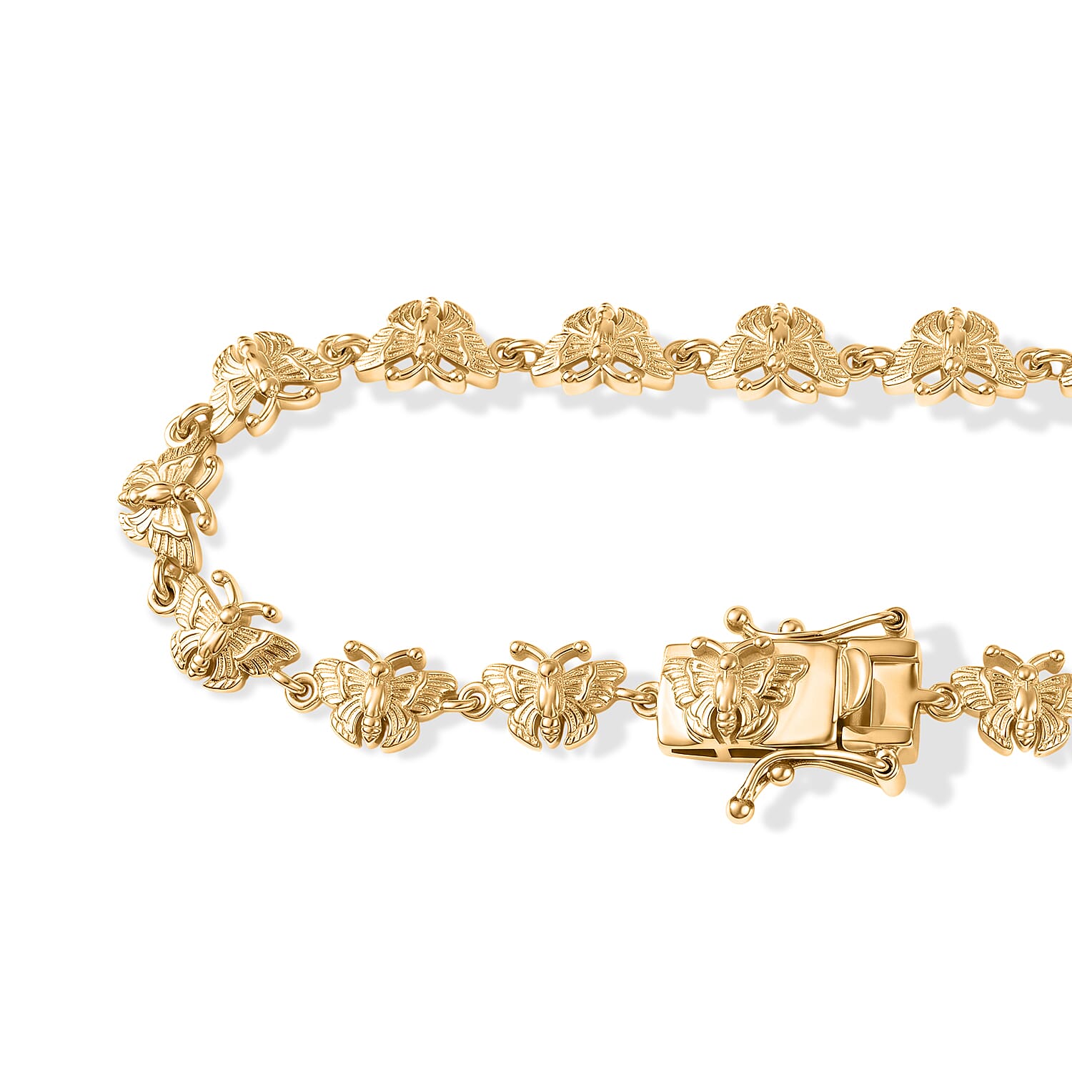 EverTrue Bronzella Collection - Butterfly Bracelet (Size - 7.5) with GB Lock Box in Yellow Gold Tone