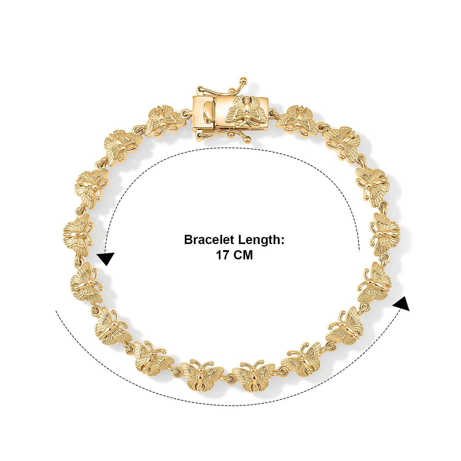 EverTrue Bronzella Collection - Butterfly Bracelet (Size - 7.5) with GB Lock Box in Yellow Gold Tone