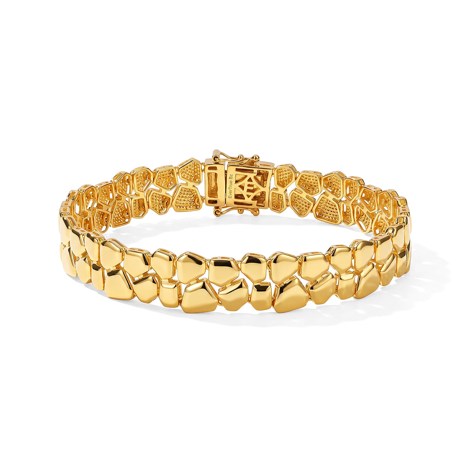 EverTrue Bronzella Collection - Pebble Link Bracelet (Size - 7.5) with GB Lock Box in 18K Gold Plating