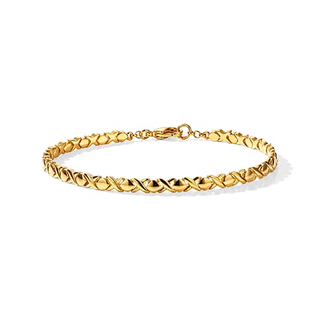 EverTrue Bronzella Collection - Cross Link Bracelet (Size - 7.5) in Yellow Gold Tone