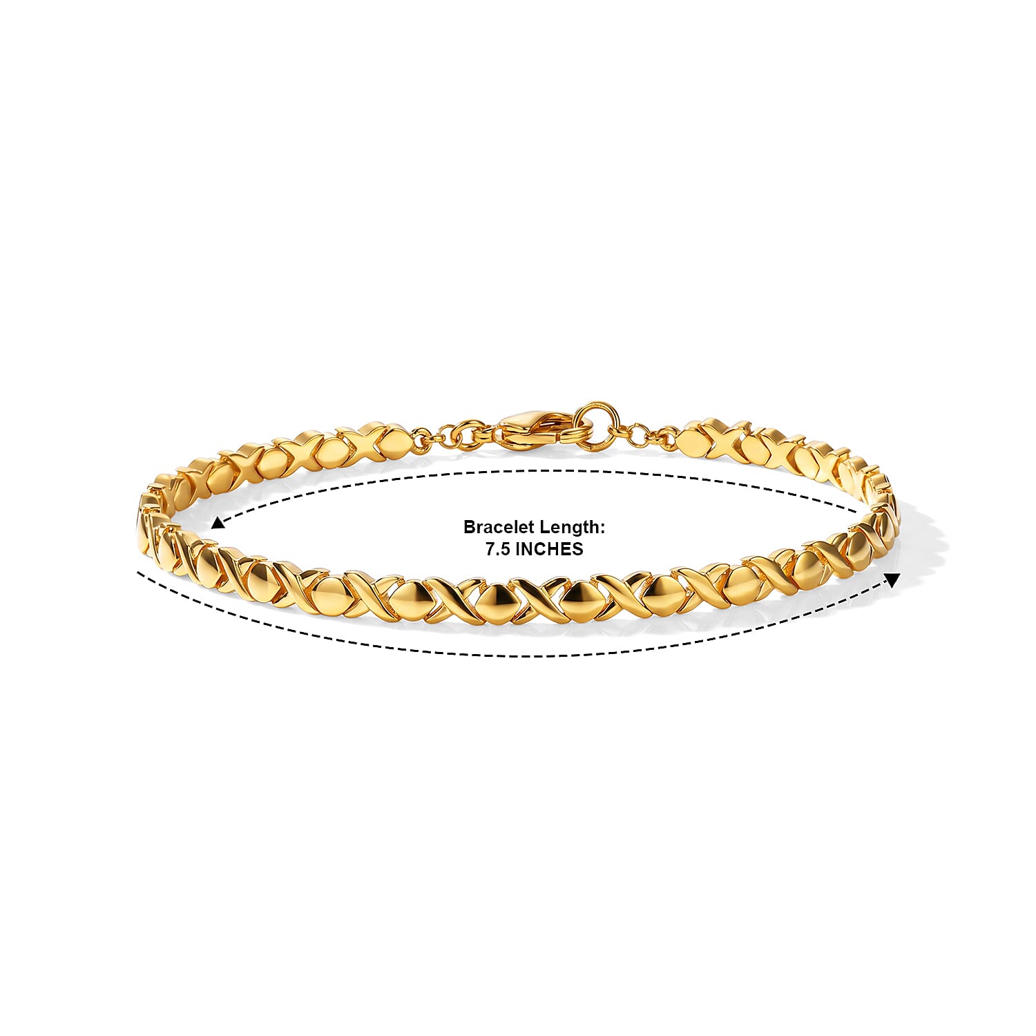 EverTrue Bronzella Collection - Cross Link Bracelet (Size - 7.5) in Yellow Gold Tone