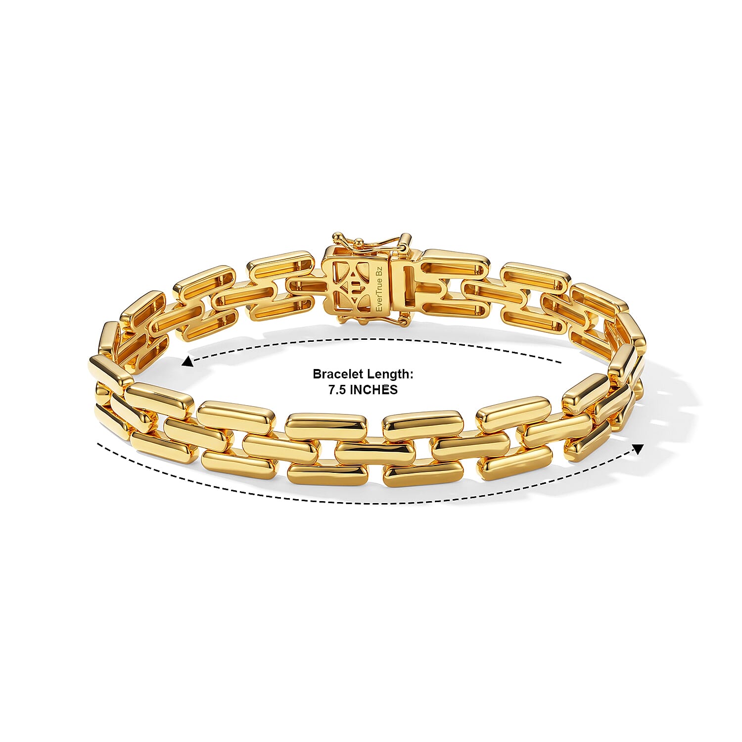 EverTrue Bronzella Collection - Linking Bracelet (Size - 7.5) in Yellow Gold Tone